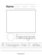 A hexagon has 6 sides Handwriting Sheet