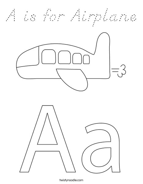 A is for Airplane Coloring Page