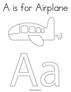 A is for Airplane Coloring Page