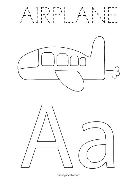 A is for Airplane Coloring Page