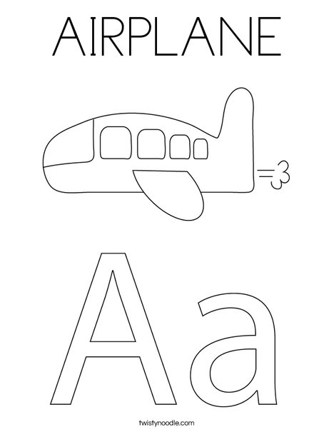 A is for Airplane Coloring Page