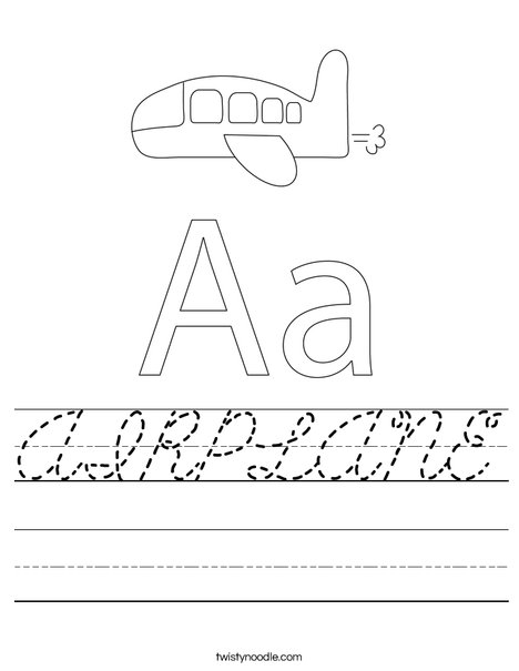 A is for Airplane Worksheet