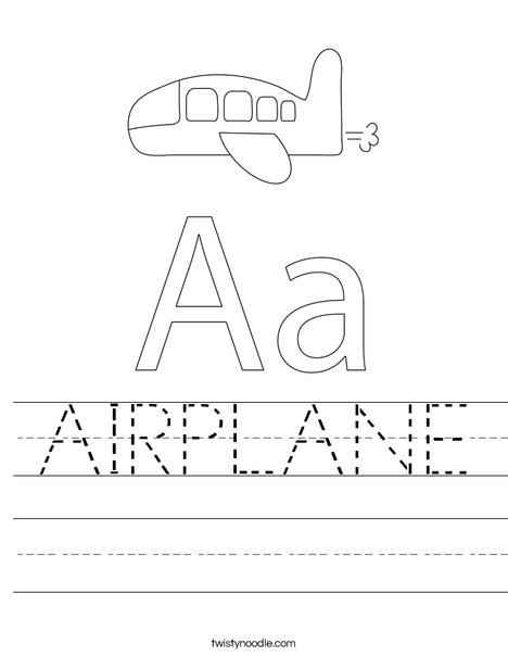 A is for Airplane Worksheet