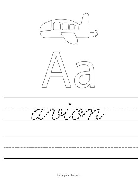 A is for Airplane Worksheet