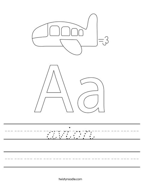 A is for Airplane Worksheet