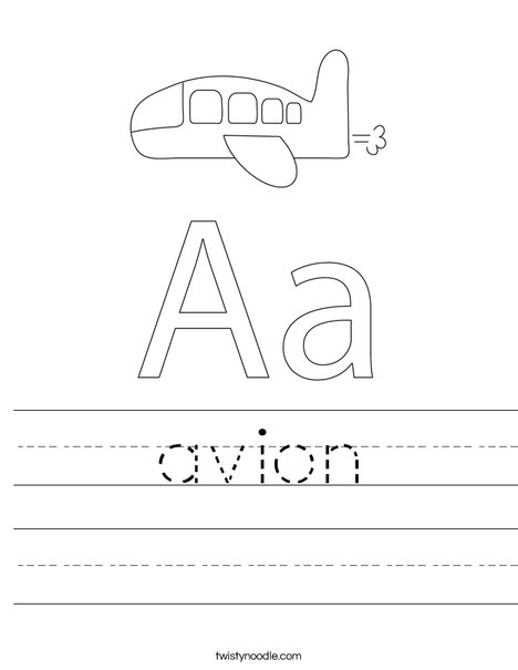 A is for Airplane Worksheet