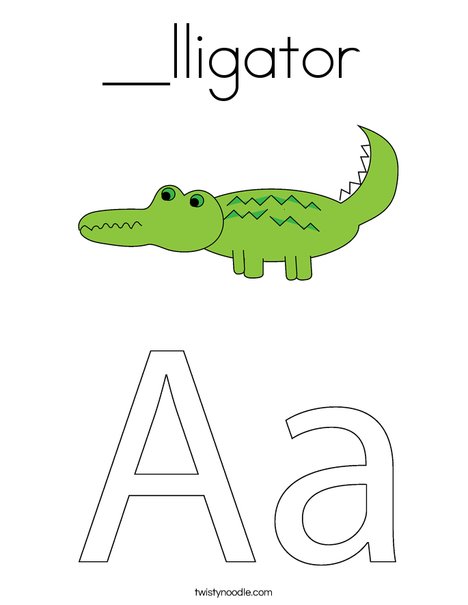 A is for Alligator Coloring Page