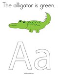 The alligator is green.Coloring Page