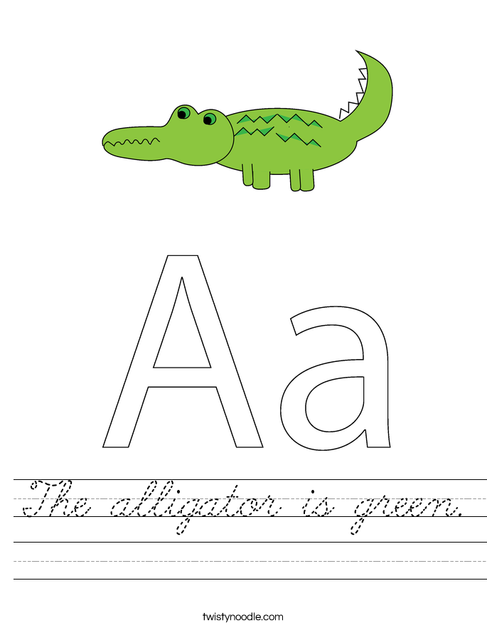 The alligator is green. Worksheet