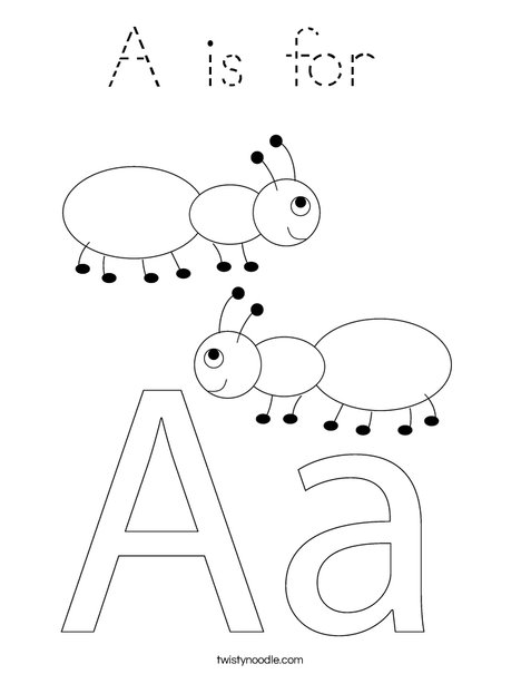 A is for Ant Coloring Page