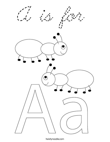 A is for Ant Coloring Page