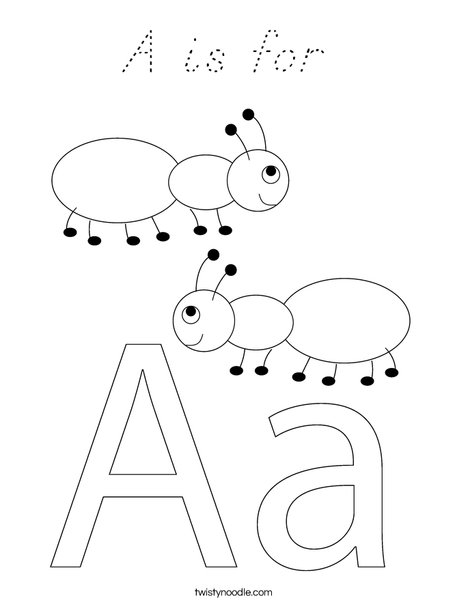 A is for Ant Coloring Page