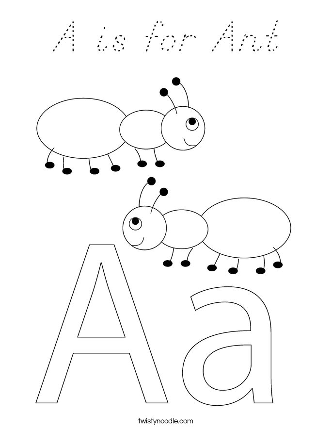 A is for Ant Coloring Page