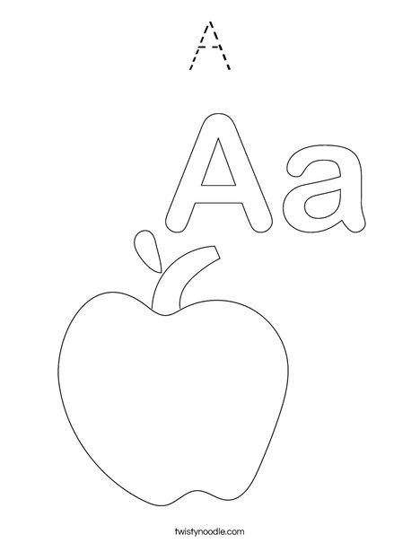 A is for Apple Coloring Page
