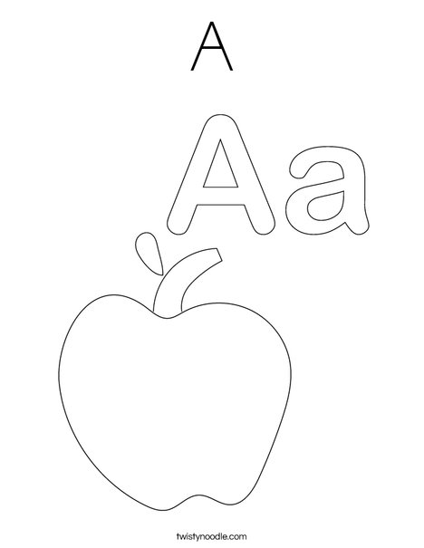 A is for Apple Coloring Page
