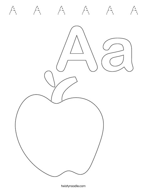 A is for Apple Coloring Page