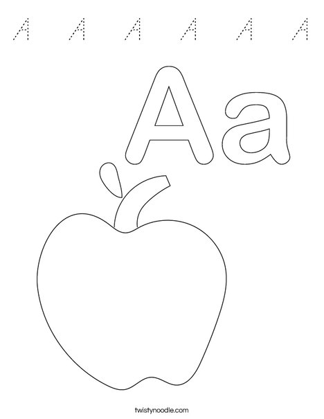A is for Apple Coloring Page
