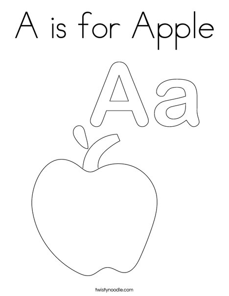A Is For Apple Coloring Page Twisty Noodle