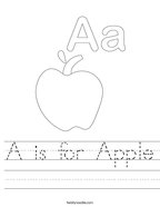 A is for Apple Handwriting Sheet