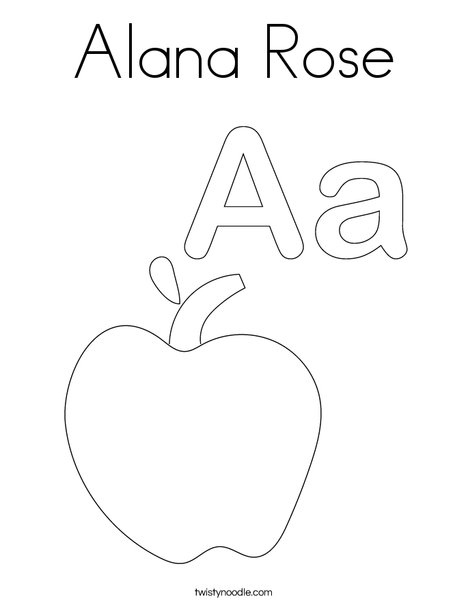 A is for Apple Coloring Page