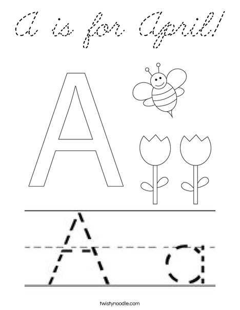 A is for April Coloring Page
