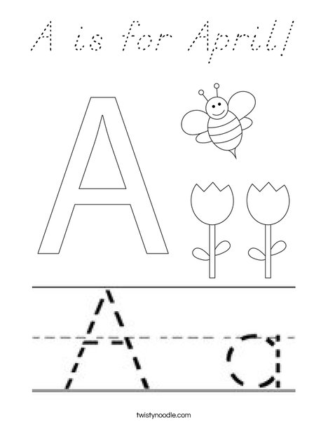 A is for April Coloring Page