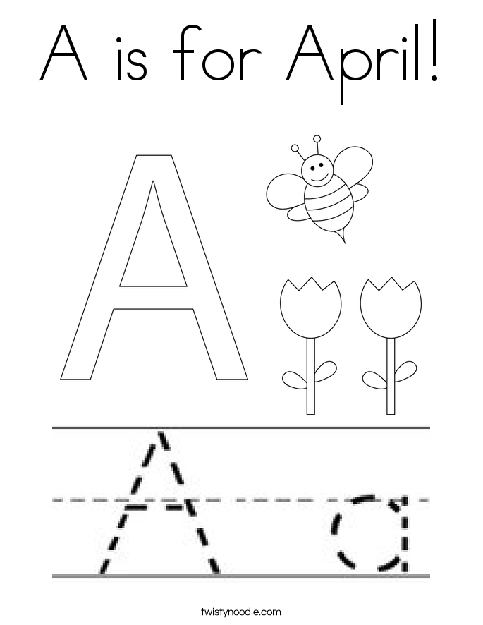 A is for April! Coloring Page