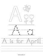 A is for April Handwriting Sheet