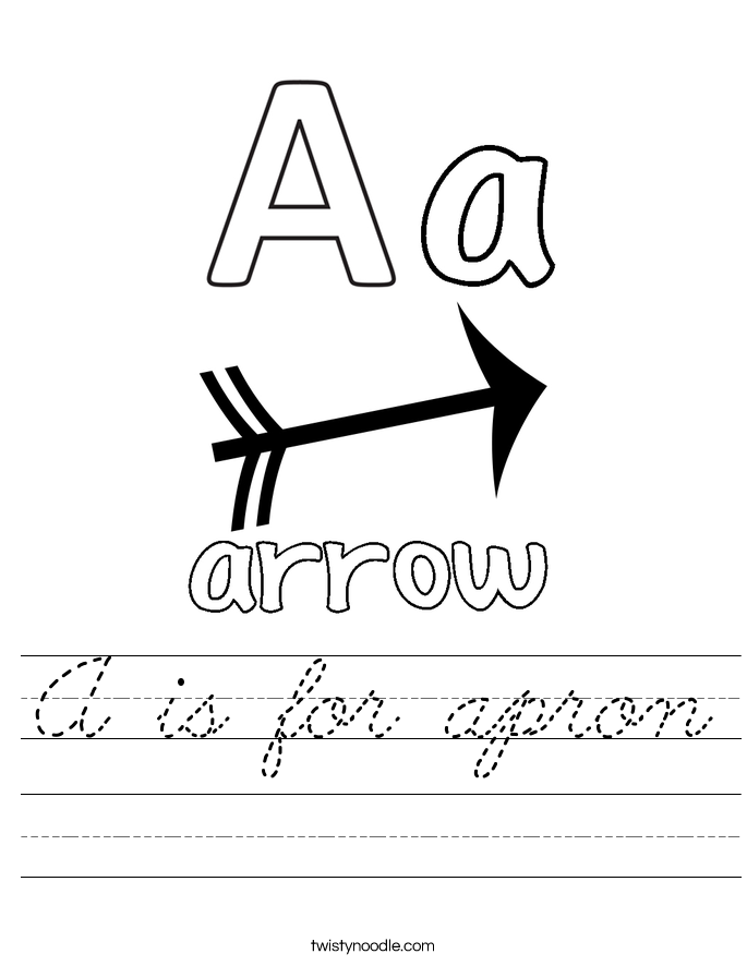 A is for apron Worksheet