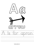 A is for apron Worksheet