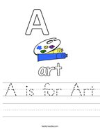 A is for Art Handwriting Sheet