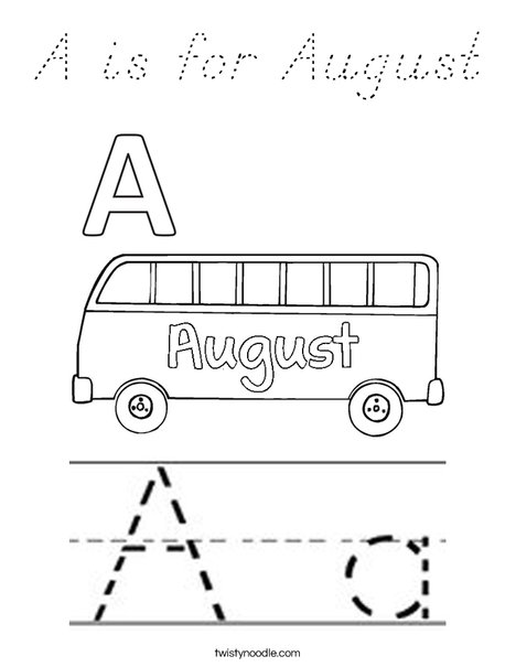 A is for August Coloring Page