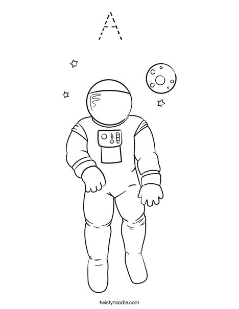 A is for Austronaut Coloring Page