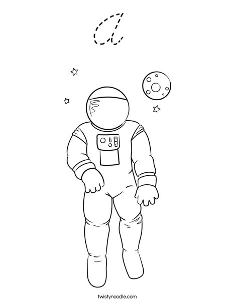 A is for Austronaut Coloring Page