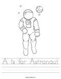 A is for Astronaut Worksheet