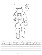 A is for Astronaut Handwriting Sheet