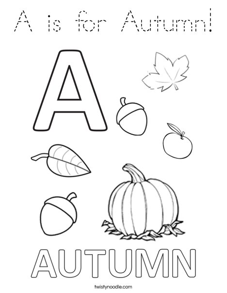 A is for Autumn Coloring Page