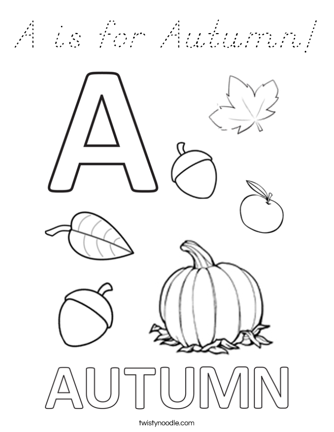 A is for Autumn! Coloring Page