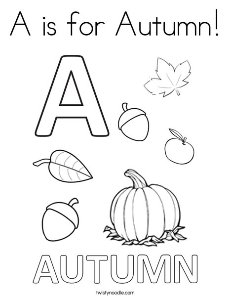 A is for Autumn Coloring Page