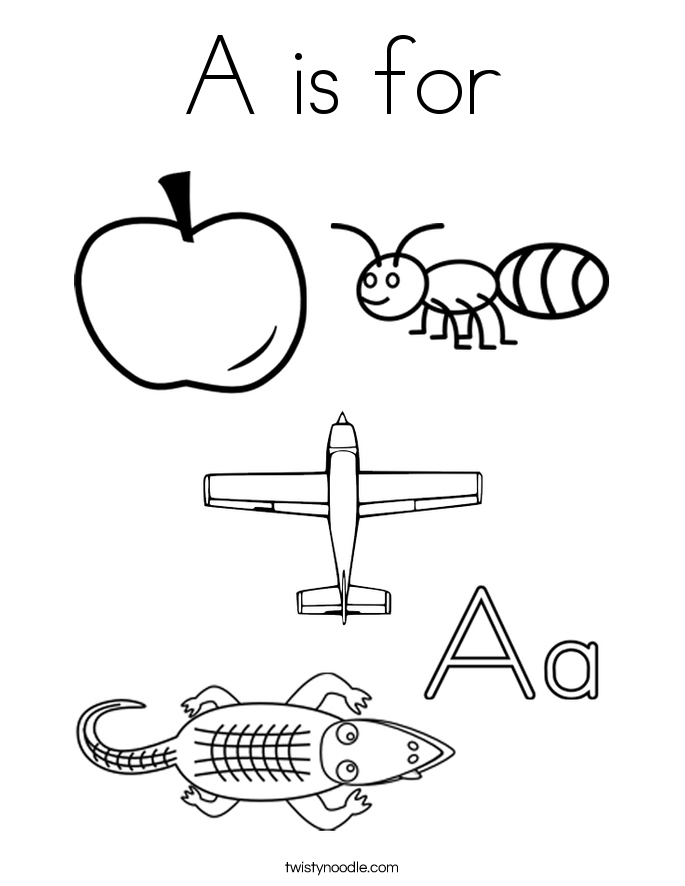a is for coloring page twisty noodle colors that start with the letter a