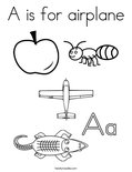 A is for airplane Coloring Page