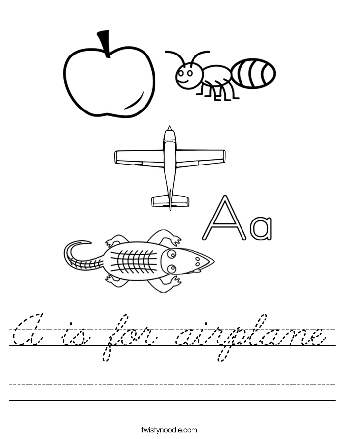 A is for airplane Worksheet