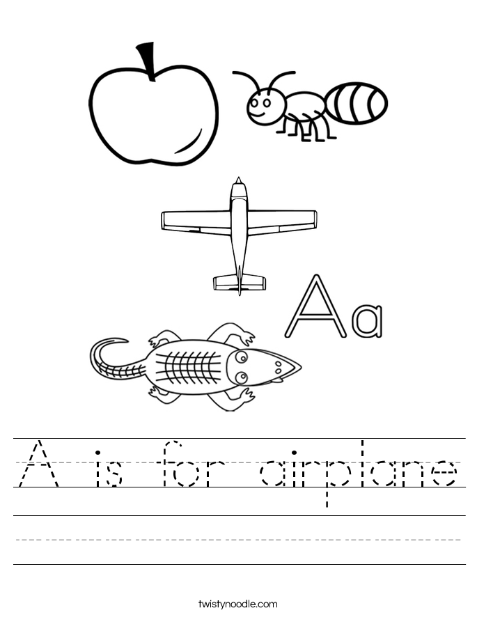 A is for airplane Worksheet