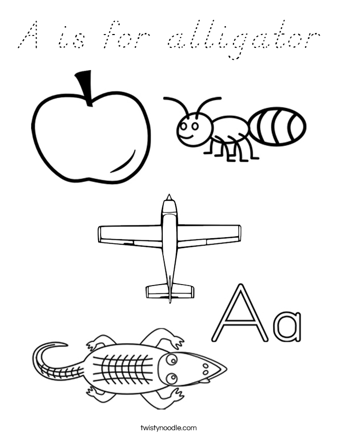 A is for alligator Coloring Page