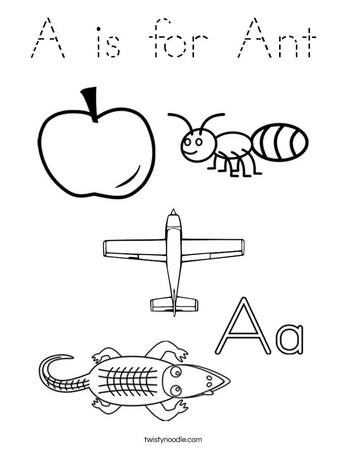 A is for Ant Coloring Page