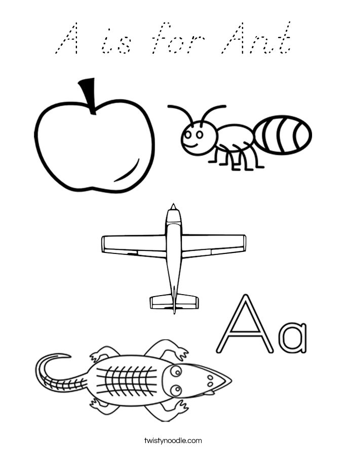 A is for Ant Coloring Page