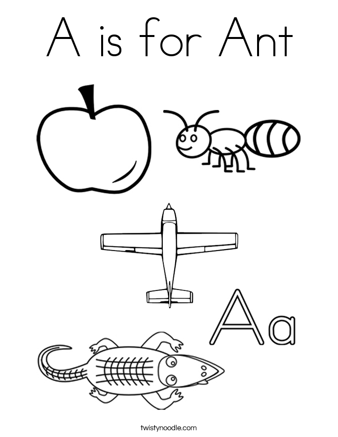 A is for Ant Coloring Page - Twisty Noodle