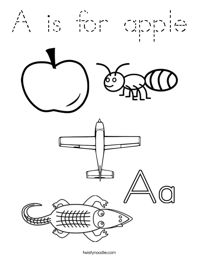 A is for apple Coloring Page