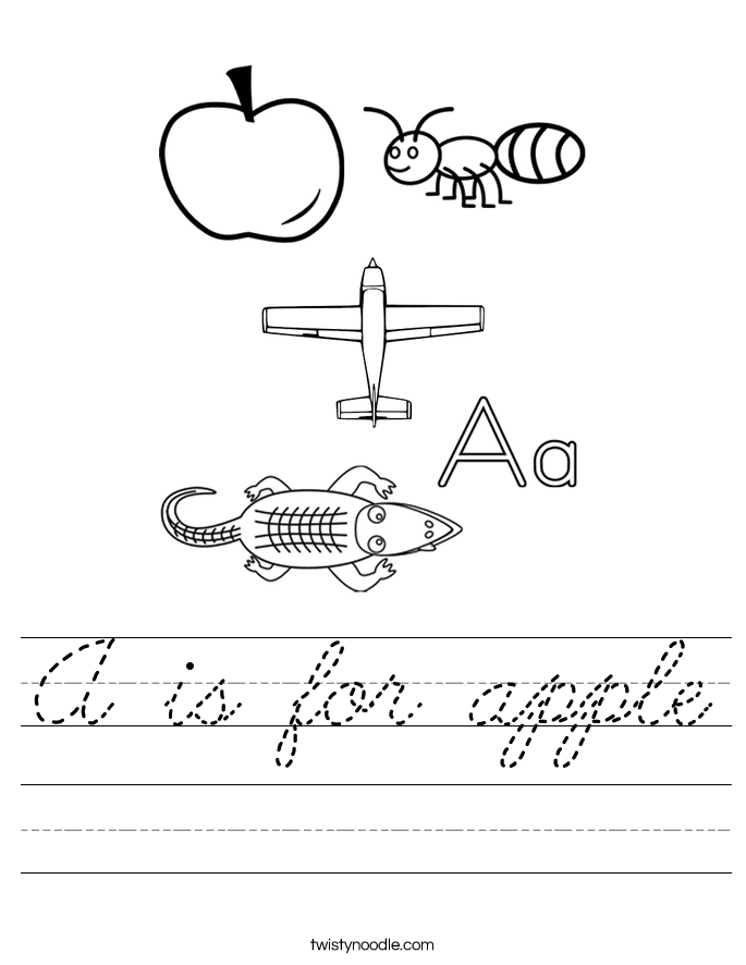 A is for apple Worksheet