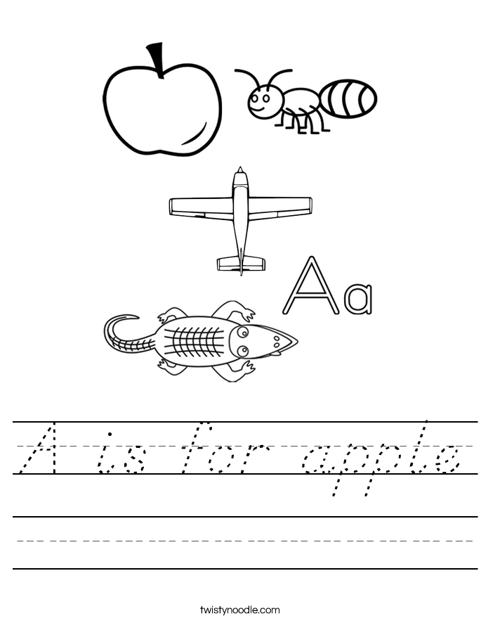 A is for apple Worksheet